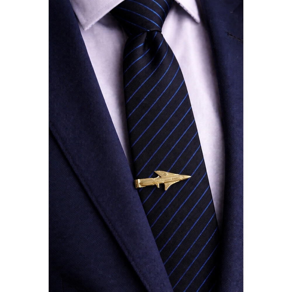 Vtg Balfour Mens Gold Tone Fighter Jet Airplane‎ Tie Clip Aviation Accessory